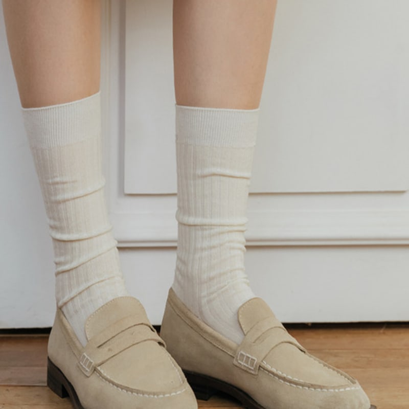 Biarritz Socks [4SET] Peanut Silk Cotton Ribbed Socks 4 Colors