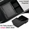 Plateau Organisateur de Console Centrale et Accoudoir pour Model Y Juniper 2025 2026 Insert de Rangement d'Accoudoir Double Couche avec Boîte Cachée