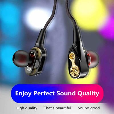 Dual-Dynamic Quad-core Speaker 3.5mm In-ear Earphone Headphones Earbuds Bass Music Gaming Headest