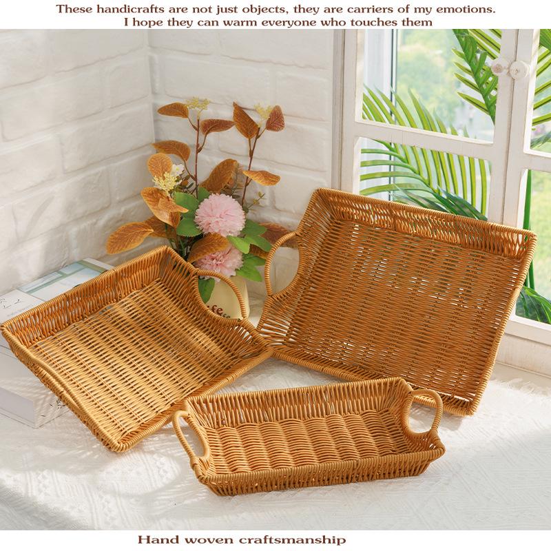 Rattan Weave Fruit & Bread Tray - Snack & Vegetable Storage Basket