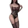 Sexy Unterwäsche, sexy Strapsgürtel, Netzstrümpfe, transparenter sexy einteiliger Mesh, Schrittfrei-Set für den Nachtclub