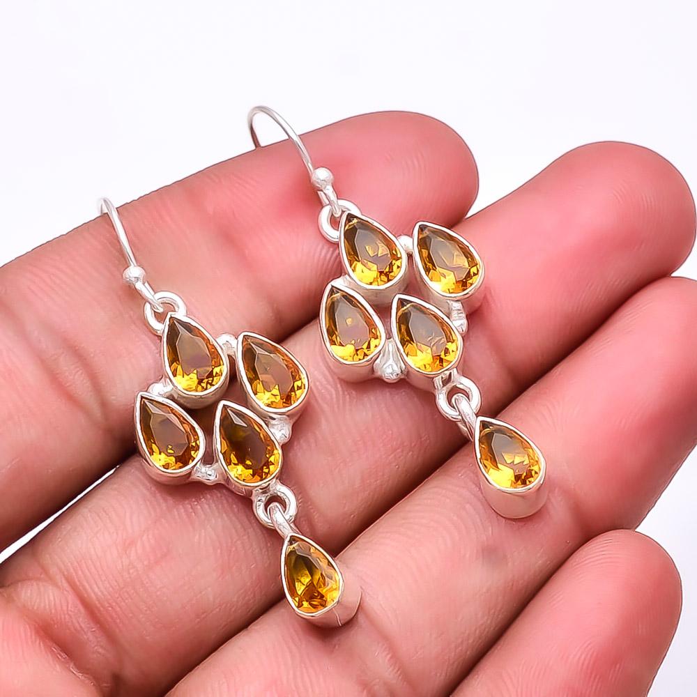 

Citrine Multi Collet 925 Sterling Silver Earring 1.76 E1
