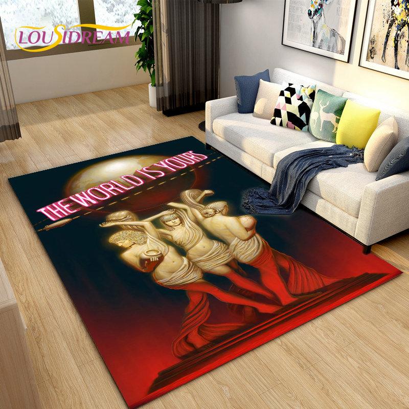 Film Scarface 3D tisk koberec velký, koberec do obývacího pokoje, ložnice, pohovky, rohožky, dekorace, dětské hrací protiskluzové rohožky