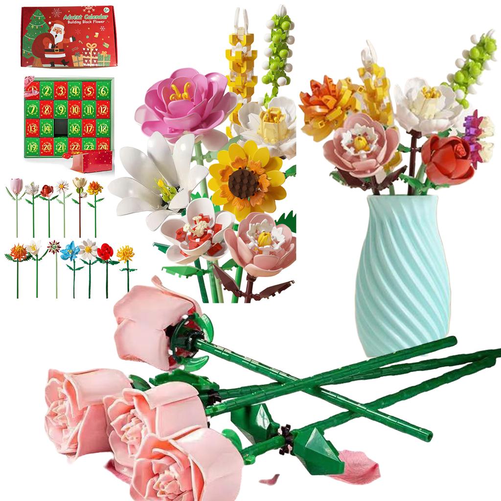 Christmas Countdown Calendar Flower Building Blocks Christmas Holiday Countdown Calendar Gifts Xmas Countdown Calendar For Adult