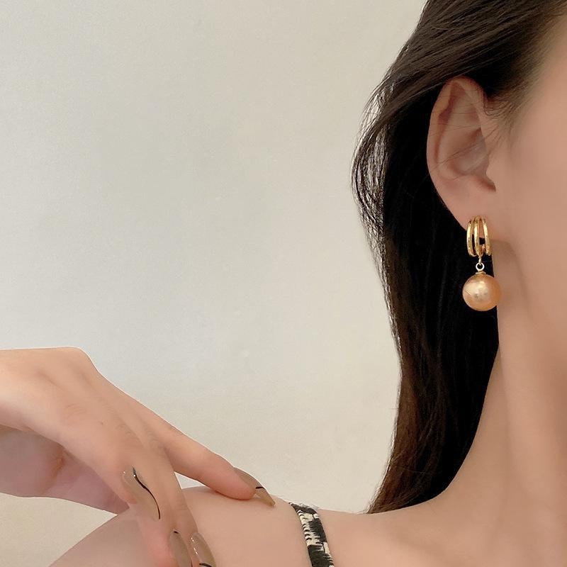 Korean High-End S925 Silver Pearl Pendant Earrings - French Fairy Style