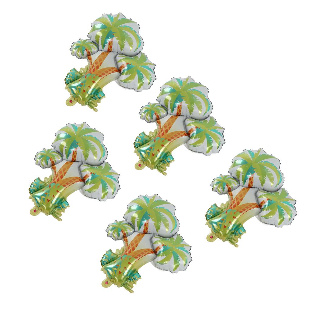 5 Peças Balão Palmeira Folha de Alumínio Resistente Leve Grande Decorativo Coqueiro Festa Tema Verão Decoração