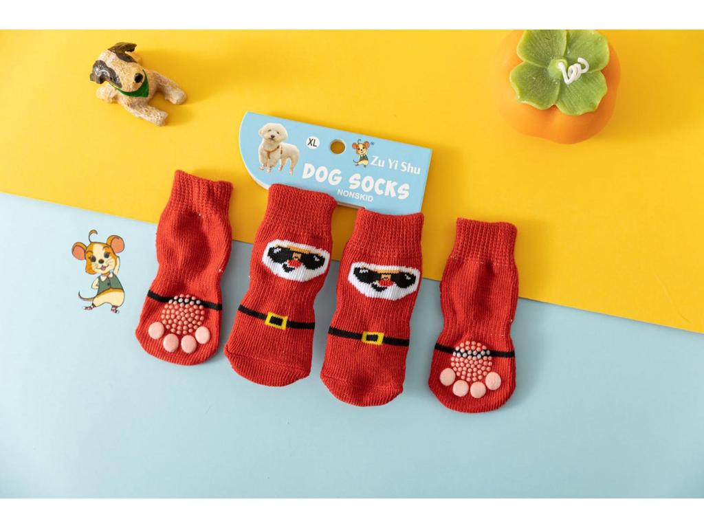 Four Seasons High-Quality Non-Slip Pet Socks for Small Dogs - Cotton Foot Covers for Teddy Dogs