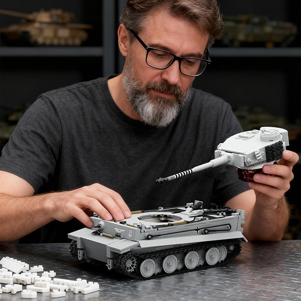 World War II Panzerkampfwagen VI “Tiger” S04 Assembly Scale Model Kit, Snow Camouflage Armored Vehicles, Boys Girls' Toy