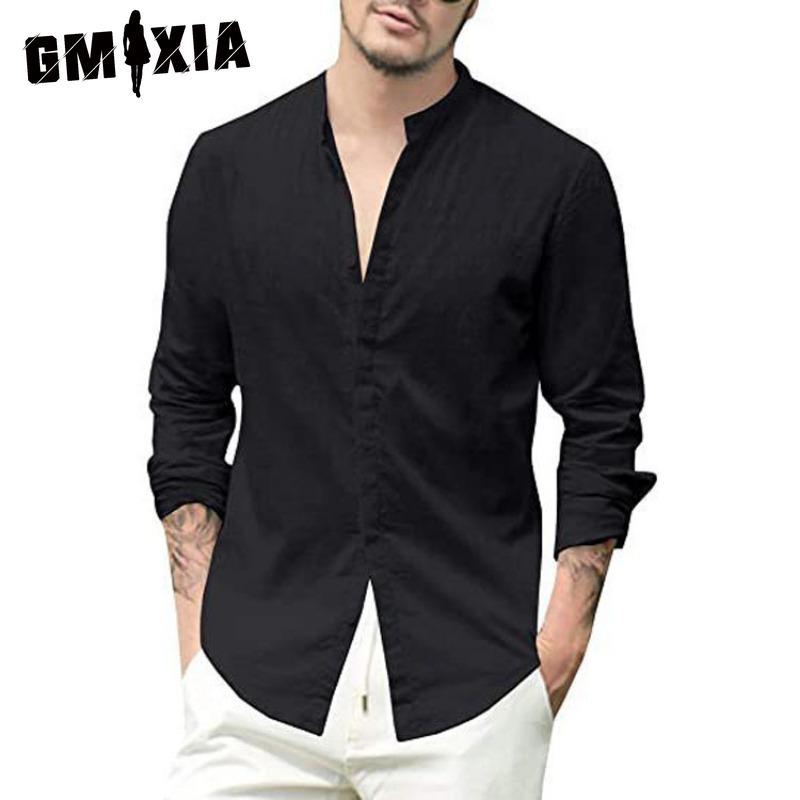 GMXIA Cotton Long Sleeve T-shirt Men's Fashion Loose Shirt Printed Compassionate Shirt