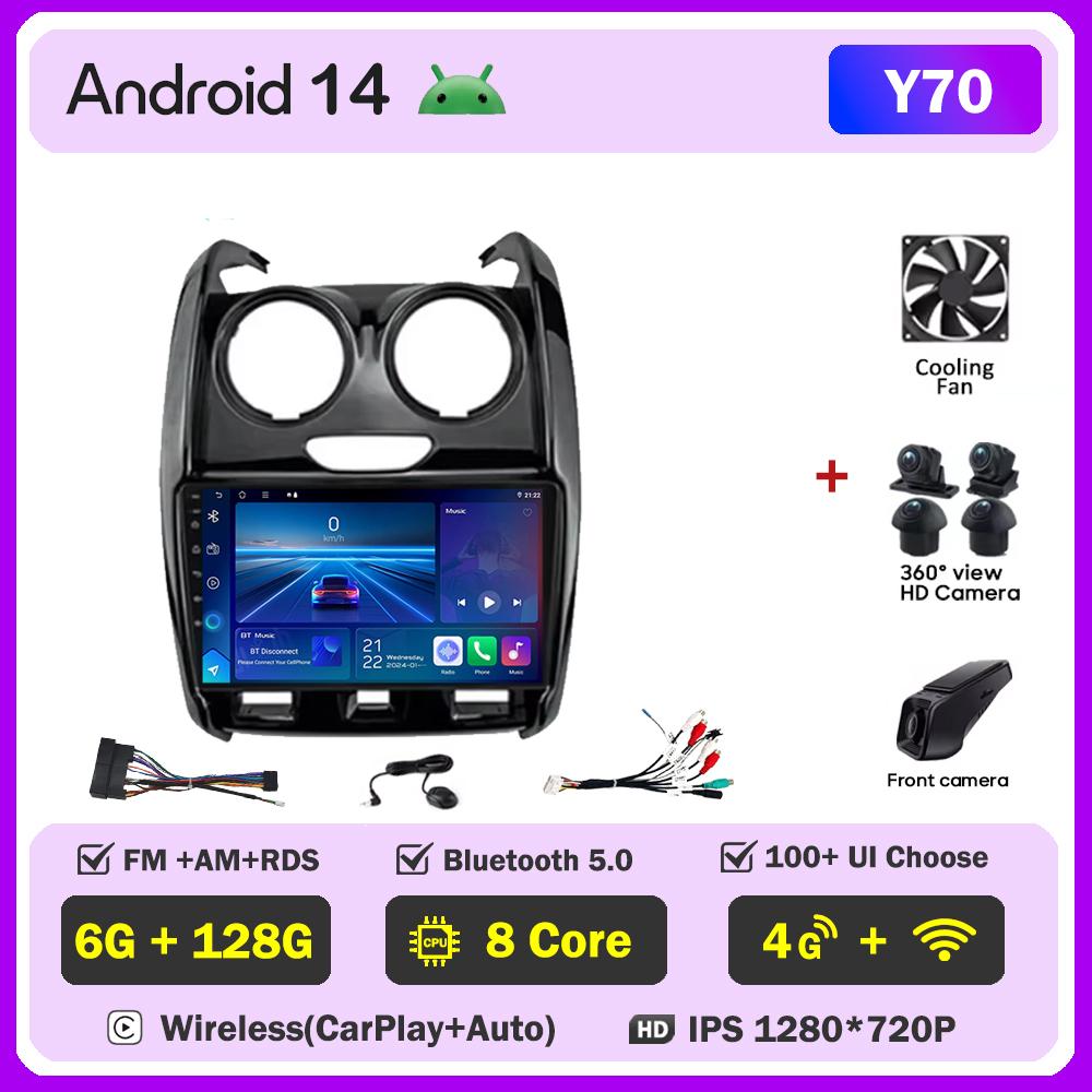 Car Radio For Renault Duster 2015 - 2020 For LADA Largus 2021 Android 14 Multimedia Player GPS Navigation Carplay Android Auto