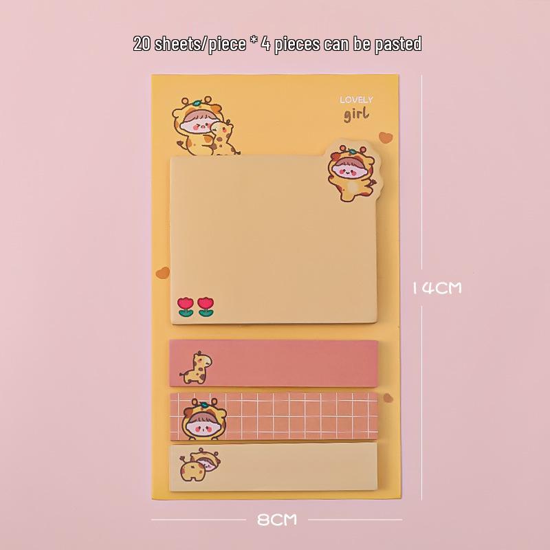 Cartoon Heart Sticky Notes for Students - Girly Index Stickers for Office & Messages