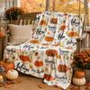 Autumn Pumpkin Flannel Throw Blanket Hello Fall Pumpkin Spice Latte Maple Leaf Thanksgiving Soft Blanket