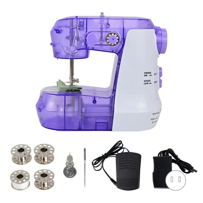Portable Small Electric Sewing Machine with LED Light Foot Pedal Metal Bobbin 2-Thread 2-Speed Beginner Sewing Machine