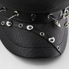 Damen Trend Baskenmütze Schwarz PU Leder Flache Kappe Kapitän Militärmützen Damen Accessoires