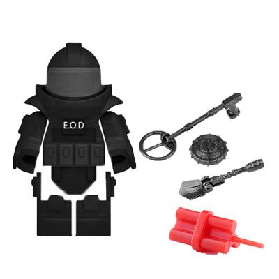 Military Building Blocks Figures Protective Bomb Disposal Suit EOD Special Forces Mine Detector Combination Bricks Toy Kids J019