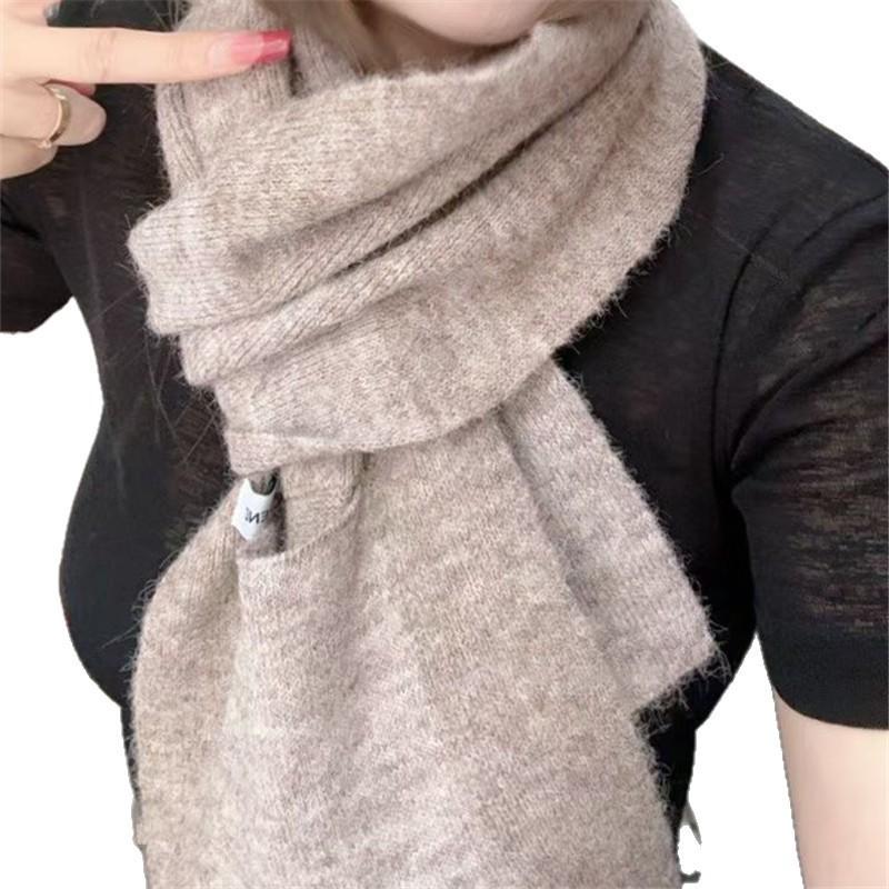 Korean Style New Scarf for Women Wool Blended Soft Winter Warm Casual Knitted Thickened Scarf for Men Versatile