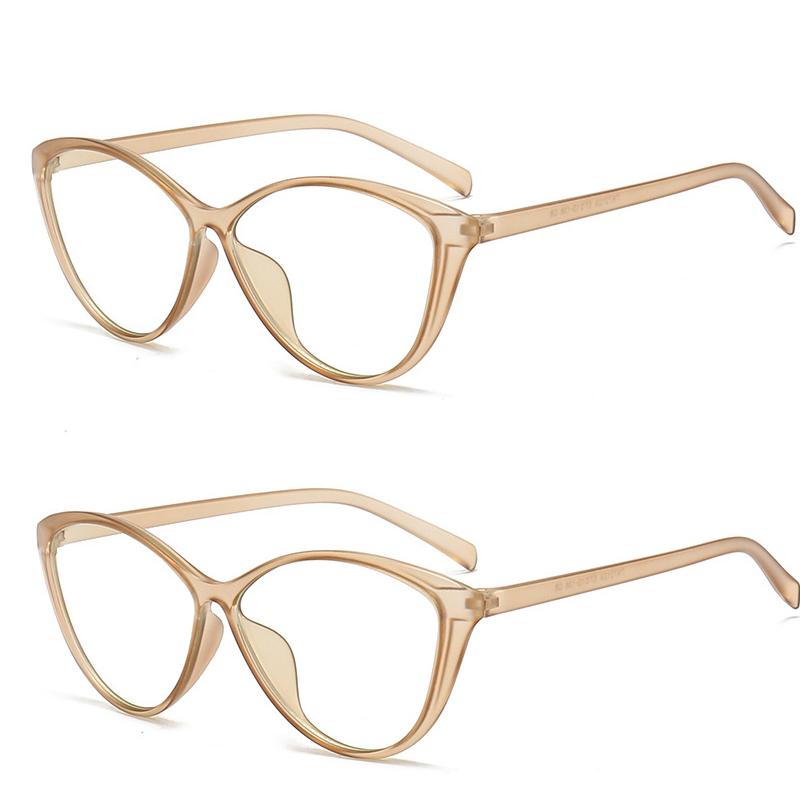 Fashion 2PCS Fashion Ins Stylish Plain Glasses for Women Ladies Cat Eye Optical Spectacle Eyeglasses Unisex Men Retro Anti-blue Glasses