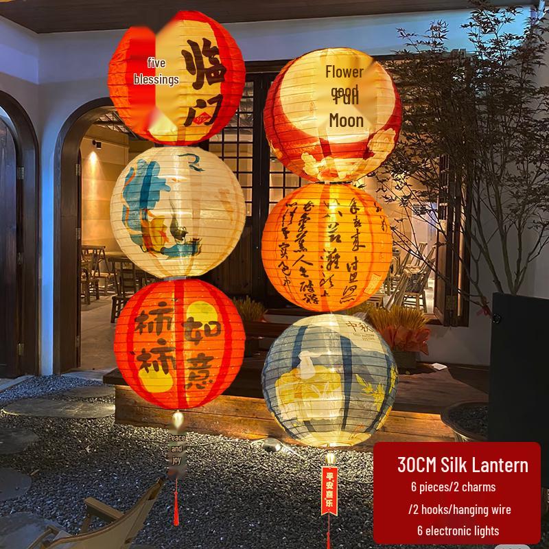 Waterproof Silk Lantern for Outdoor Mid-Autumn Festival Decor