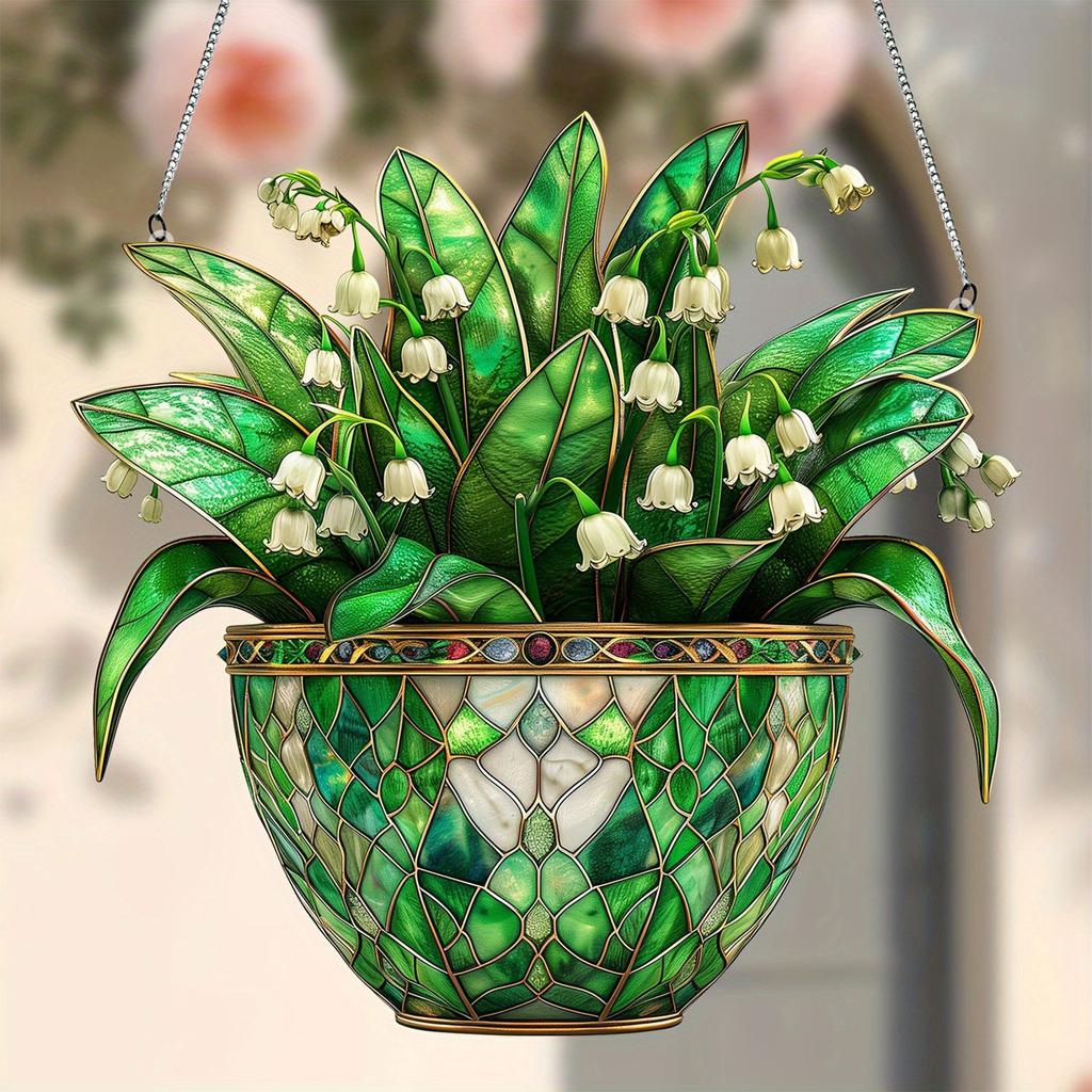 Linglan Flat Double Sided Printed Decorative Acrylic Pendant Spring Decorative Pendant