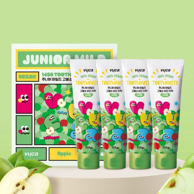 

VUCA Viewca Junior Mild High-Fluoride Bad Breath Care Vegan Toothpaste Apple Flavor 110g Pack of 4 110g 4 pieces