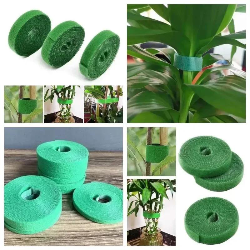 Self Adhesive Plant Nylon Cable Tie Green Adjustable Plants Hook Loop Support Garden Twine Bandage Reusable Fastener Tape Strips
