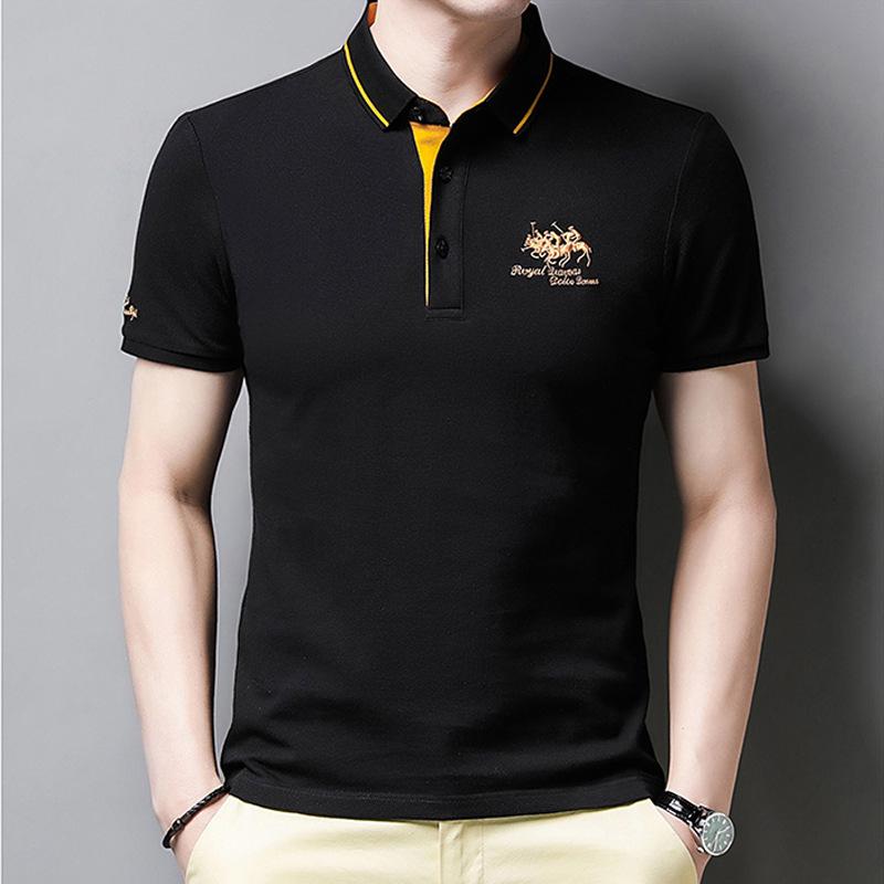 Men's Short-Sleeve Embroidered Polo Shirt - Casual Fit, Ideal for Middle-Aged and Young Adults, Summer Collection.