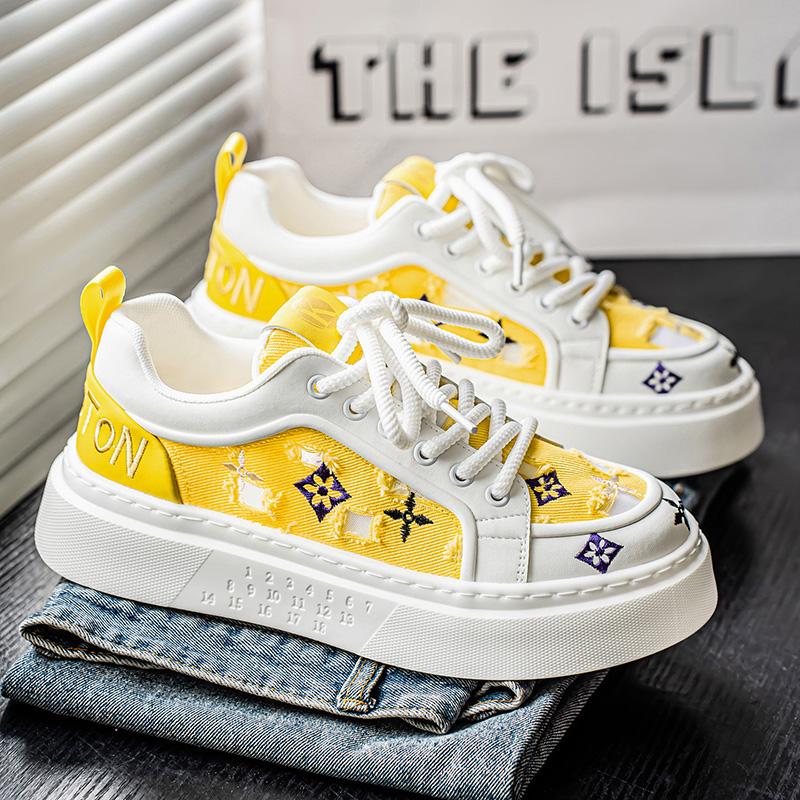 

Loafers Skateboard Shoes for Men Canvas Non-slip Sports and Leisure Men s Casual Shoes Soft and Comfortable Height Increasing 44 жёлтый