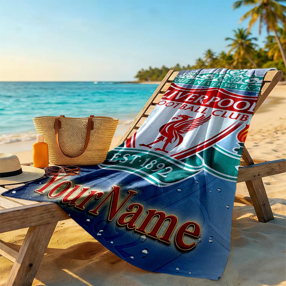 Liverpool Customized Name Beach Towel Super Soft Microfiber Quickdry Fabric Perfect for Traveling Yoga Camping and Swimming