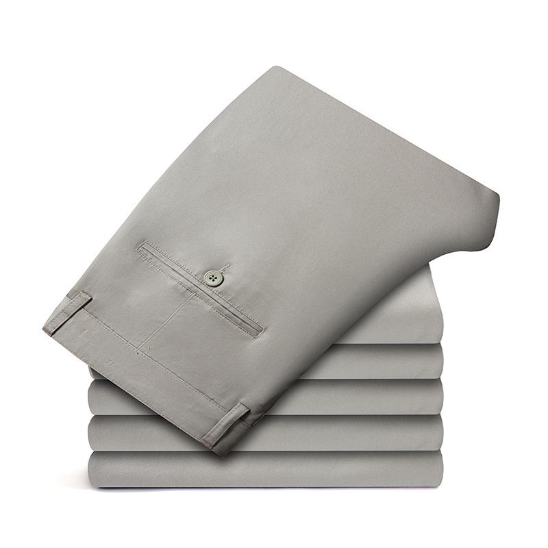 

Spring/Summer Tencel Cotton Slim Fit Men s Dress Pants - Versatile Straight Leg for Middle-Aged 33