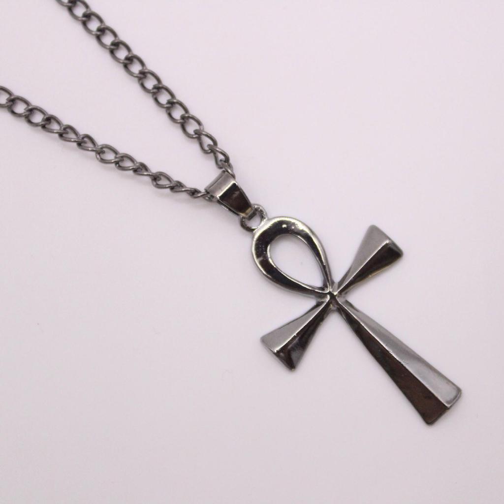 European & American Cross Necklace with Ancient Egyptian Ankh Pendant for Men