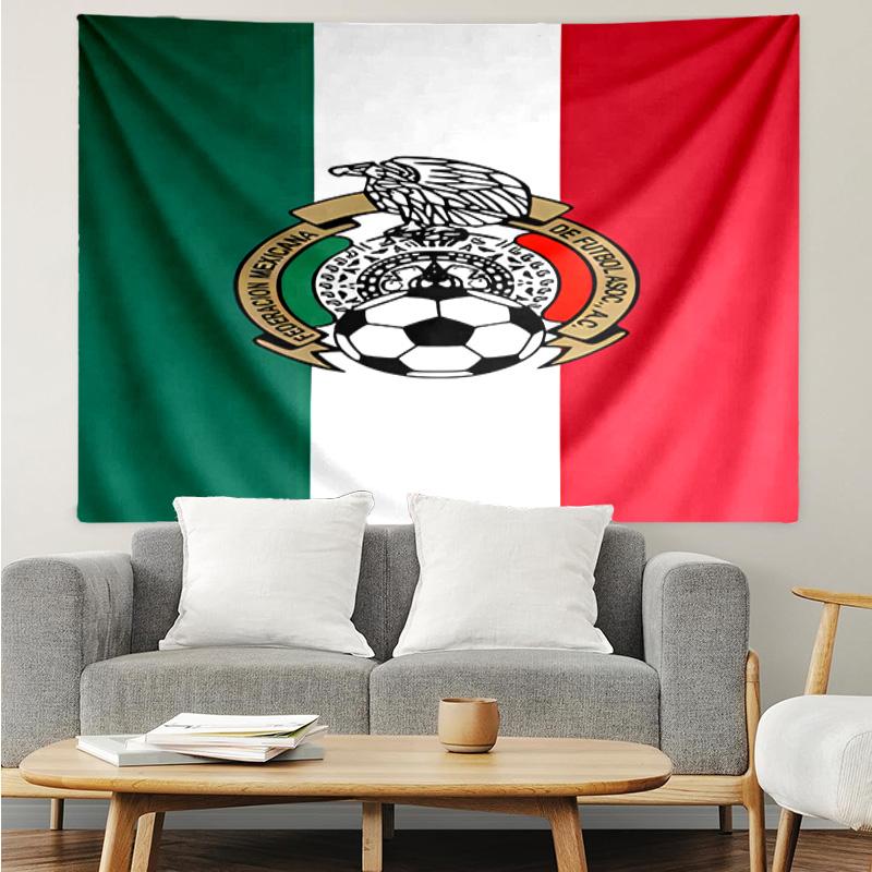 Mexico Football Team Emblem Printed Printed Tapestry, for Bedroom,Livingroom, dormitory, Large Wall Decor, Fabric Decor Fan Birthday Gifts