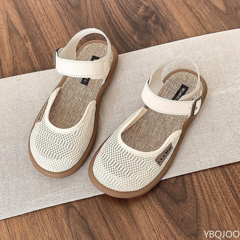 Sandalias de Mujer Casuales Cómodas de Malla Transpirable para Verano con Punta Redonda Suela Blanda Elegantes Minimalistas