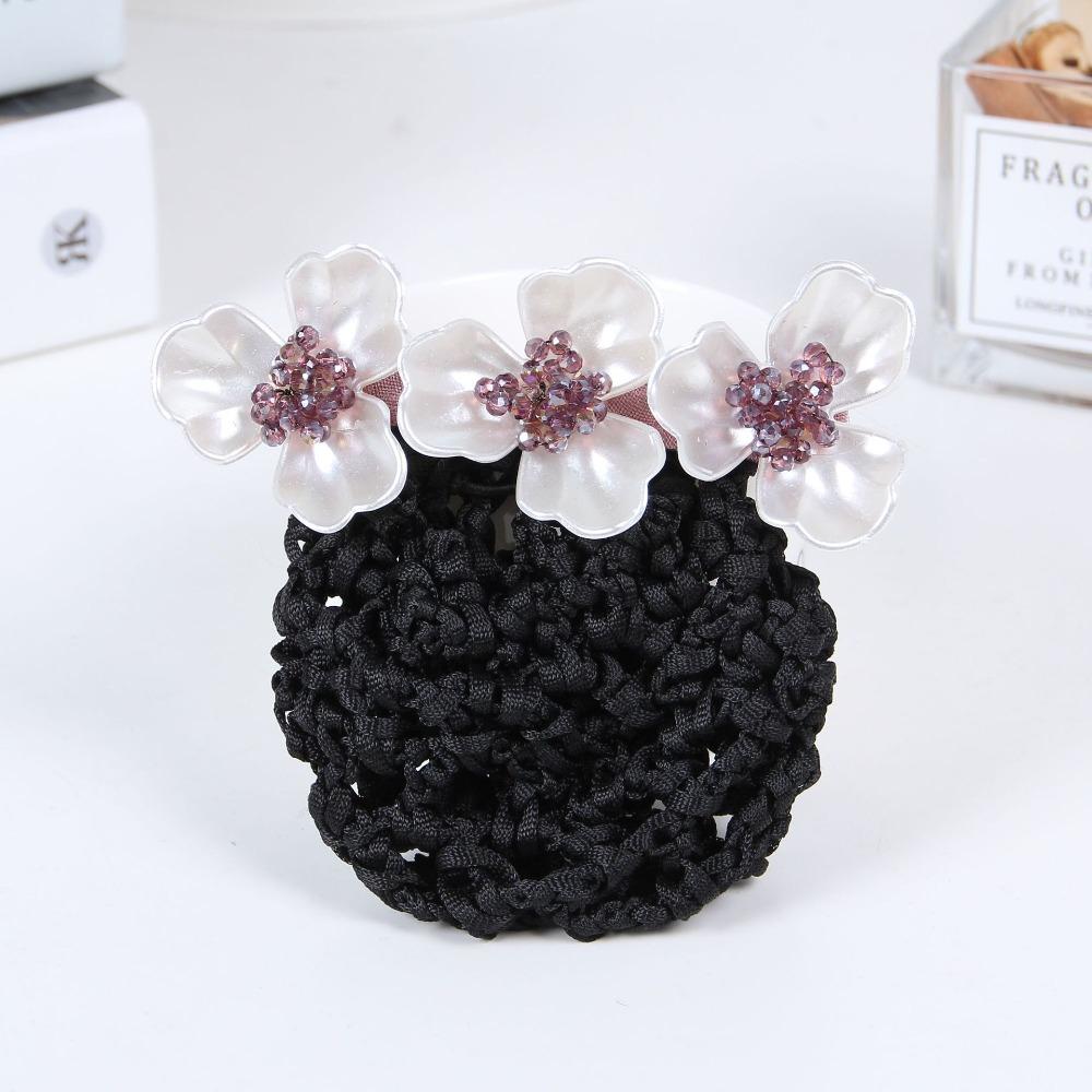 Headwear Korean Bun Snood Flower Hairpin Hairgrips Cover Net Sweet Women Spring Clip  for Girls