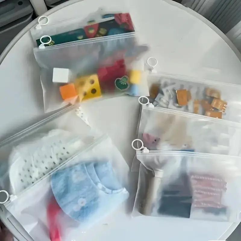 20/50 szt. Matowa Wodoodporna Torba do Przechowywania z Pętelką Przenośna Przezroczysta Zapinana na Zamek Podróżna Wielofunkcyjna Torba Opakowaniowa