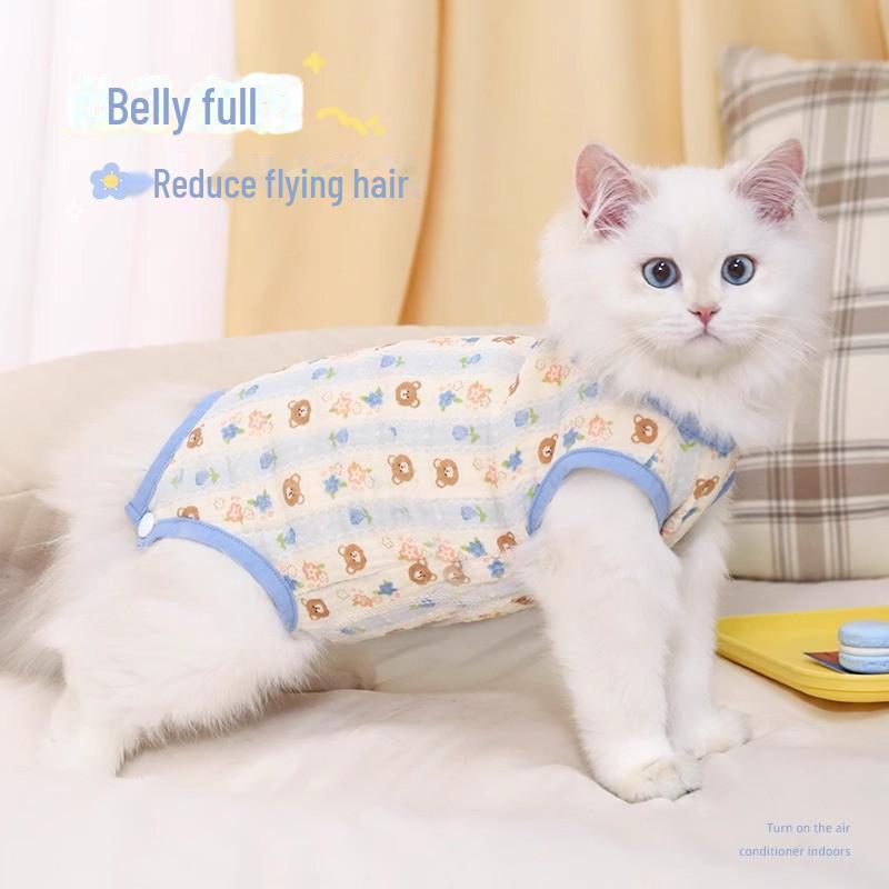 

Синий и Белый Медведь Защита Животика для Котят и Маленьких Собак: Летняя тонкая одежда на четырех лапах для прохладных помещений с кондиционером XS - Back Length 22cm, Suitable for 3-4 lbs