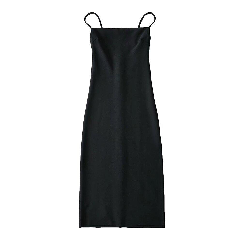 Kendou French sexy one-word collar high waist slim side split suspender medium and long dress hip skirt women