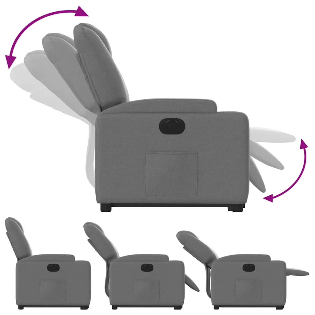 Electric Recliner Chair with Rising Function Dark Grey Fabric