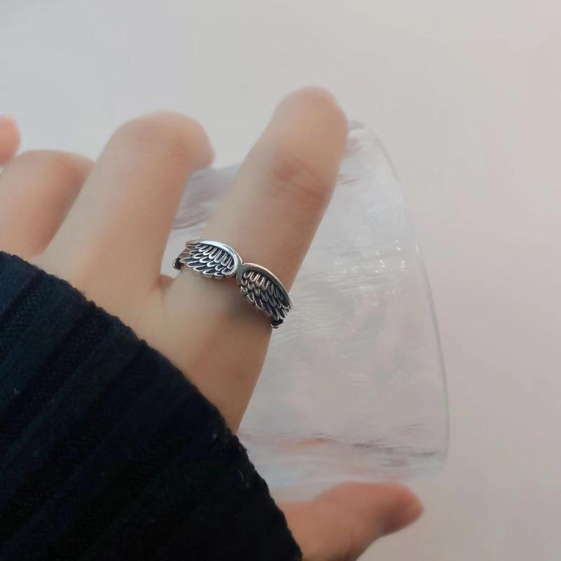 Adjustable Open Feather Rings Vintage Styles Unisex Jewelry Accessory for Women Men Gifts Silver Tone Retro Designs