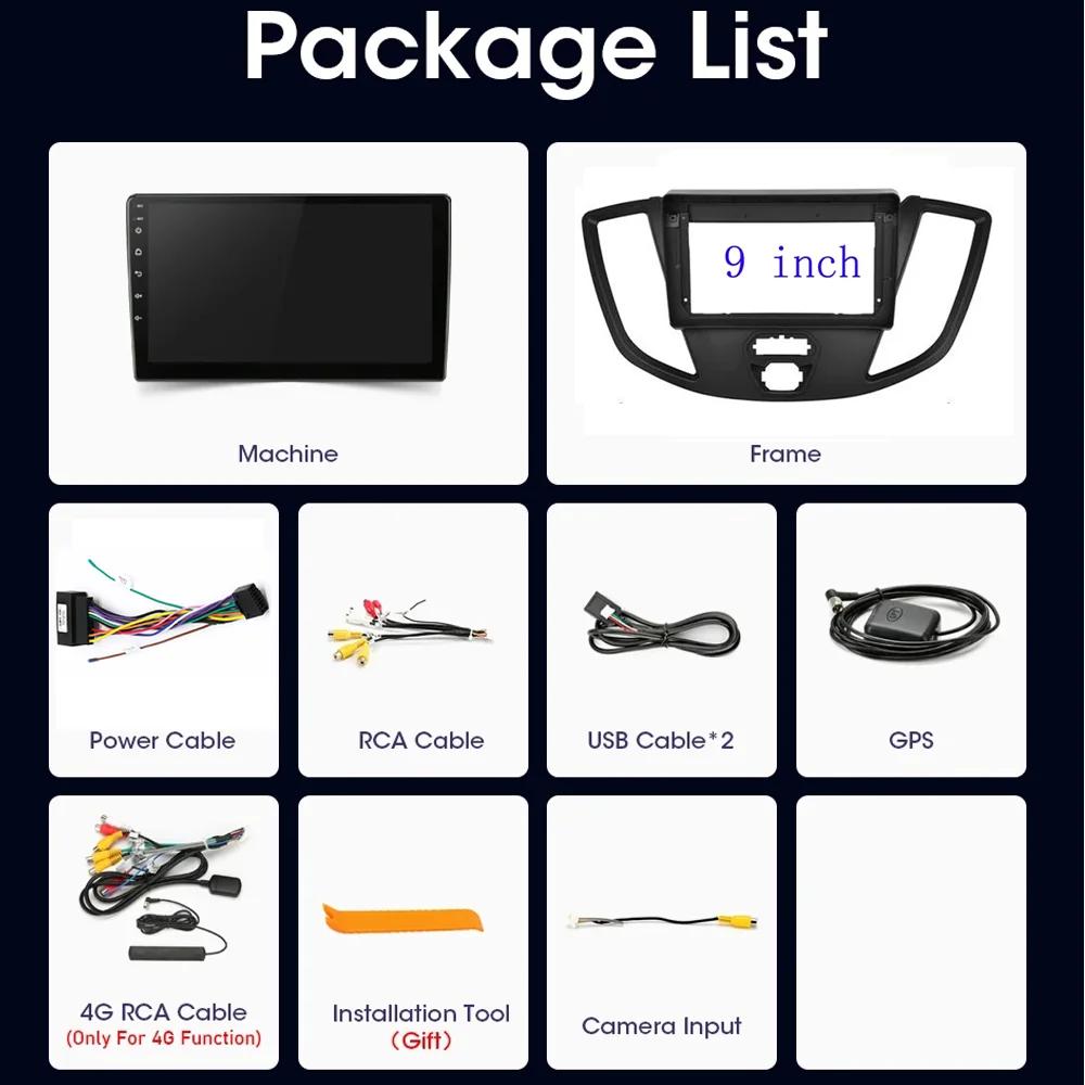 Car Radio GPS Navigation For Ford Transit Tourneo Custom 2015-2018 WIFI Android Auto Carplay Stereo Head Unit Multimedia Player