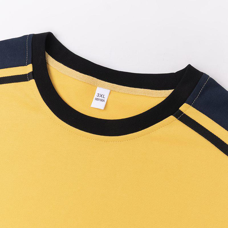 Herren Trendy Patchwork Kurzarm T-Shirt - Schwerer Stoff Rundhals Sommerbekleidung
