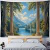 Window floral tapestry balcony green plant wall hanging art, bedroom decoration, background poster, home life, picnic mat