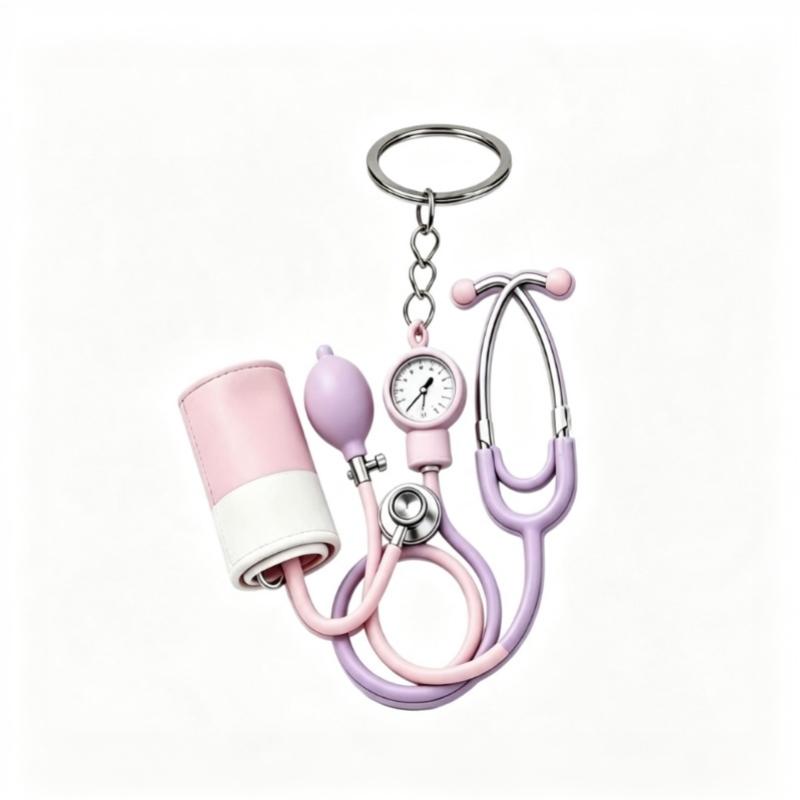 Mini 2D Flat Stethoscope Keychain Cute Creative Bag Pendant for Nurses Doctors Key Decor Medical Themed Holiday Souvenir Gift