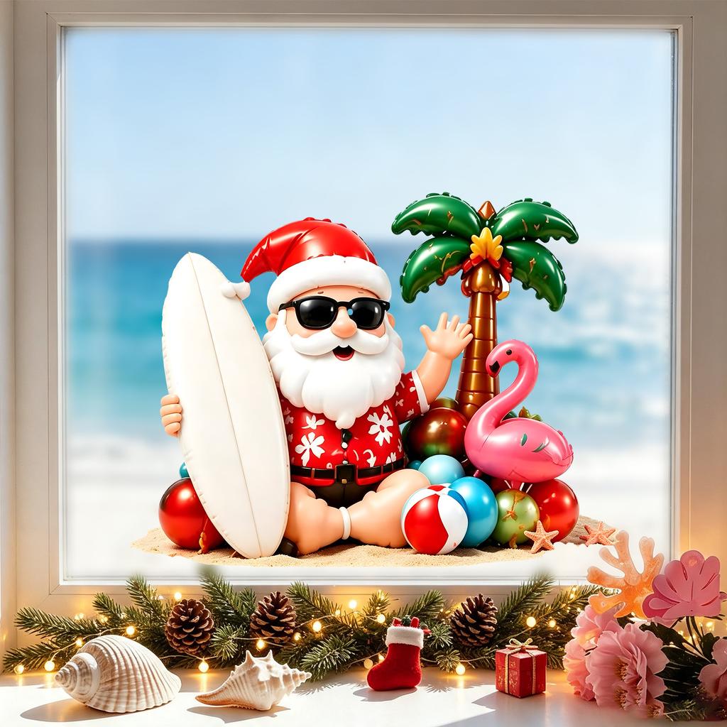 3D Illusion Santa Claus Wall Sticker Self Adhesive Removable No Damage Living Room Bedroom Decor