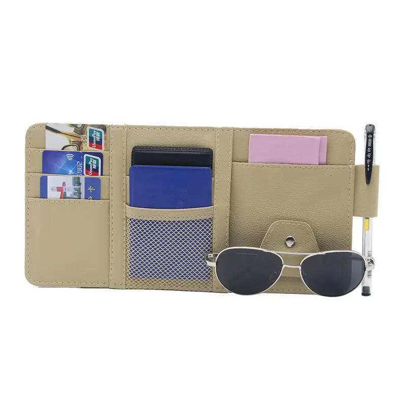 Multifunctionele Auto Zonneklep Organizer: Kaarthouder & Brilclip