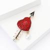 Fashion Alloy Rhinestone Arrow Through Heart Brooch Exquisite Versatile Women'S Clothing Corsage Ornament Pin