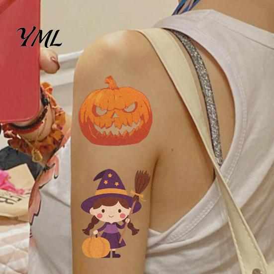 Water Transfer Stickers 10 Sheets Halloween Temporary Tattoos for Kids, Fake Tattoo Body Stickers, Waterproof Kids Costume Accessories Face