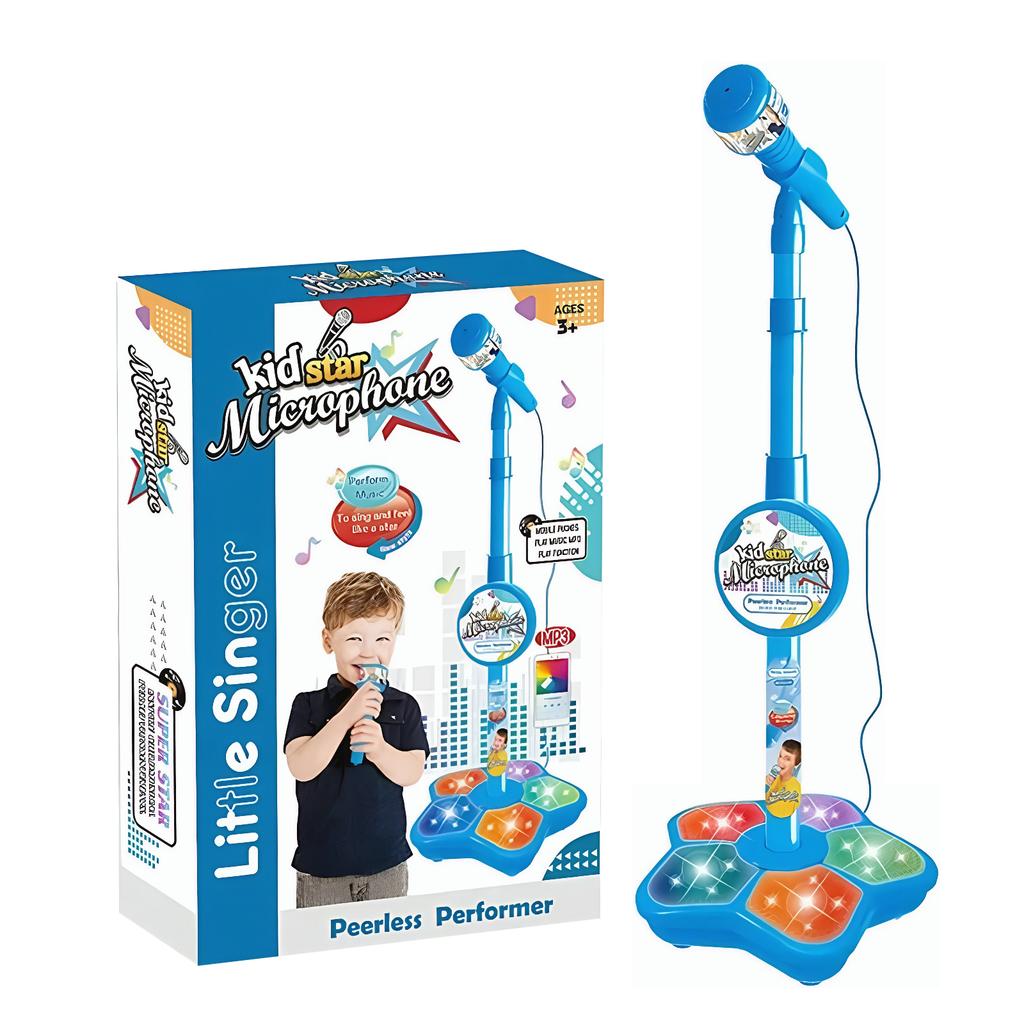 Toddler Microphone Stand with Adjustable Stand Singing Karaoke Machine with Music&Light Gift for Age 3+ Years Old Children