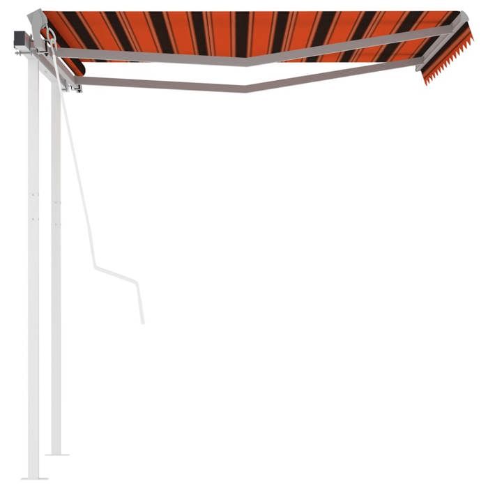 VidaXL Auvent rétractable automatique poteaux 3,5x2,5 m Orange marron 3069930