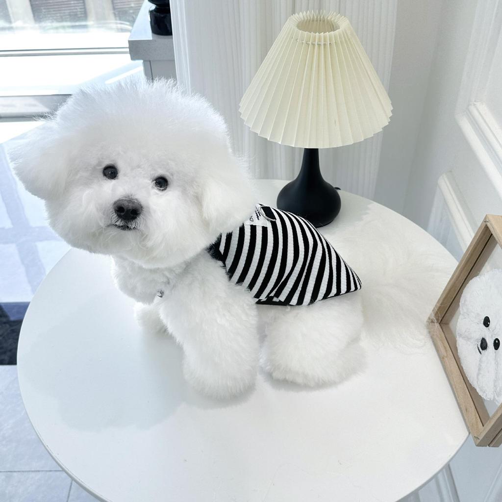 Autumn New Pet Dog and Cat Towing Clothes Teddy Bichon Frise Striped Vest