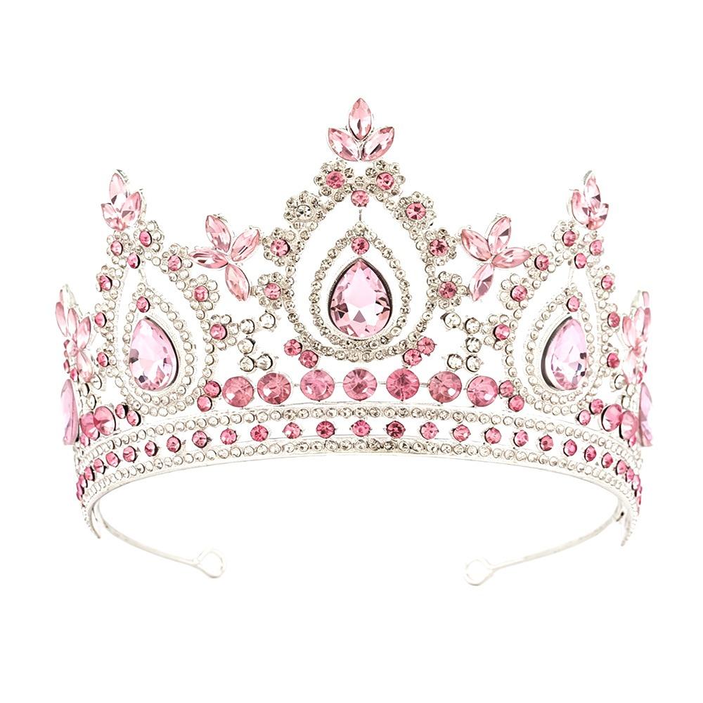 Crystal Bridal Crown Tiara Metal Base Tall Crystal Crown Vintage Queen Crown